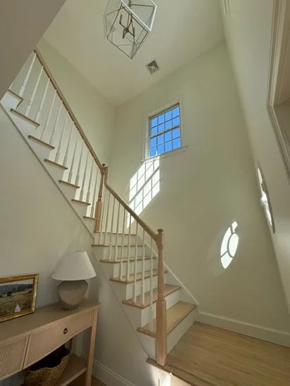 staircase restoration hardwood floor and handrail refinishing
